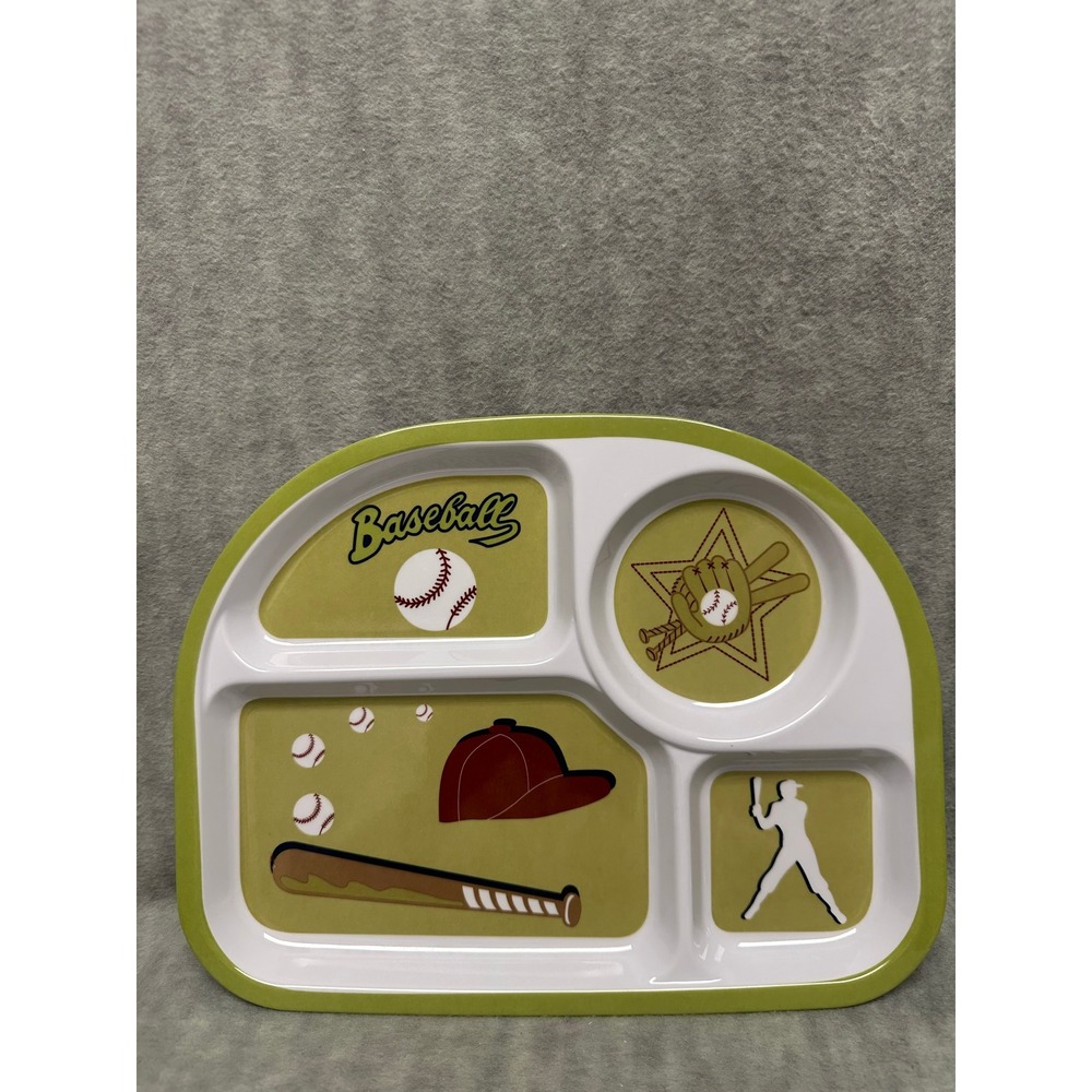 Kids Baseball Themed Divided Melamine Plate Toddler Snack Dish‎